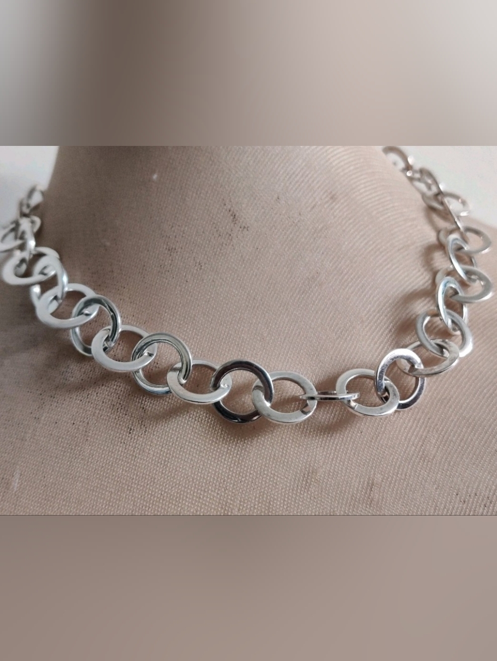 Interlocking Sterling Silver 925 Chocker Necklace By designer David Sigal - Picture 6 of 10